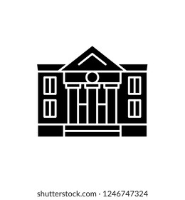 Administrative building black icon, vector sign on isolated background. Administrative building concept symbol, illustration 