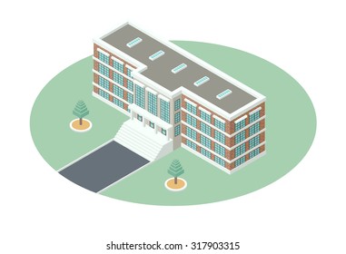 Administrative Building Landscaped Courtyard Detailed Illustration ...