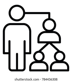 The administrative chart symbolising team management line icon