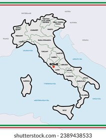 Administrative color  map of Italy. vector illustration