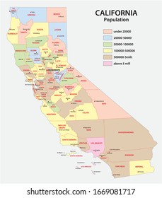 Administrative County Map Federal State California Stock Vector ...