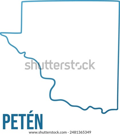 Petén administrative department simplified blue map. Hand drawn simple shape 