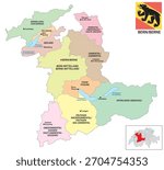 Administrative district map of Bern, Switzerland
