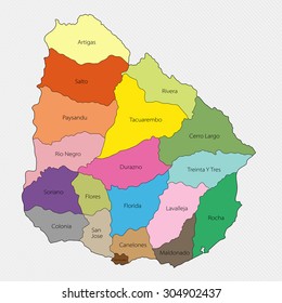 Administrative division of Uruguay, South America