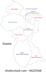 Map Of Guyana Showing The 10 Administrative Regions Guyana Region Map Images, Stock Photos & Vectors | Shutterstock