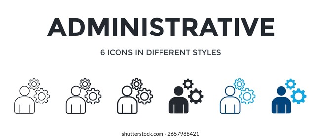 Icono Administrativo En Diferente Estilo De Ilustración vectorial. Diseñado En Línea Delgada, Línea Regular, Línea Negrita, Glifo, Línea De Color Y Estilo De Glifo De Color Se Puede Utilizar Para El Web