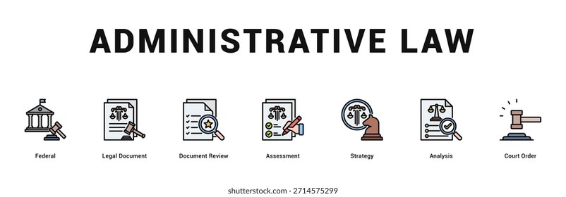 Administrative Law Modern and clean web banner illustration featuring thematic icons for visual communication