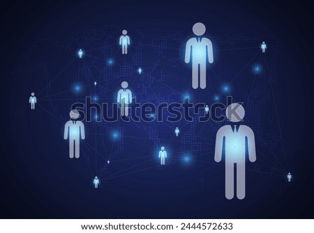 Administrative link The work and work of people in the organization
On a blue background, vector illustration