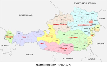 administrative map of Austria