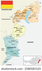 Administrative map of the Austrian state of Burgenland