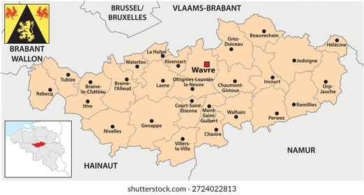 Administrative map of the Belgian province of Walloon Brabant