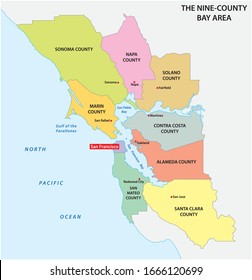 Administrative map of the California region San Francisco Bay Area