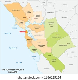 Administrative Map Of The California Region San Francisco Bay Area