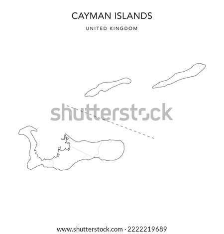 Administrative Map of the Cayman Islands with Districts as of 2022 - United Kingdom - Vector Map
