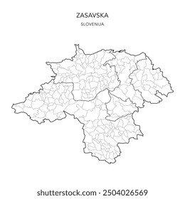 Administrative Map of the Central Sava Statistical Region with Municipalities (Občine) and Settlements (Naselja) as of 2024 - Slovenia - Vector Map