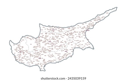 Administrative map of Cyprus showing regions, provinces