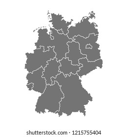 Administrative map of Germany with regions. Vector illustration isolated on white background