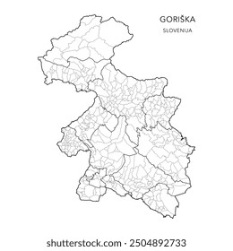 Administrative Map of the Gorizia Statistical Region (Goriška) with Municipalities (Občine) and Settlements (Naselja) as of 2024 - Slovenia - Vector Map