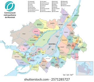 Administrative map of the Greater Montreal Area, Canada