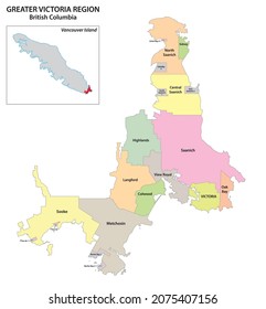 Stadtplan der größeren viktorianischen Region, Vancouver Island, British Columbia, Kanada