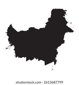 administrative map of Indonesian provinces in the Kalimantan island region black