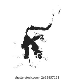 administrative map of Indonesian provinces in the region of sulawesi island black
