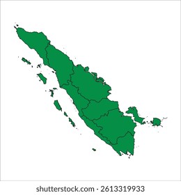 administrative map of Indonesian provinces in the Sumatra island region-green