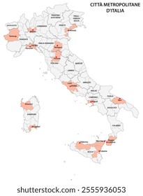 Administrative map of the Italian metropolitan cities