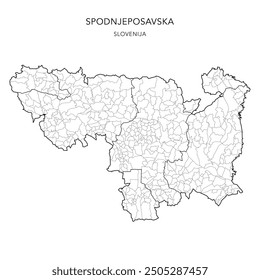 Administrative Map of the Lower Sava Statistical Region (Spodnjeposavska) with Municipalities (Občine) and Settlements (Naselja) as of 2024 - Slovenia - Vector Map