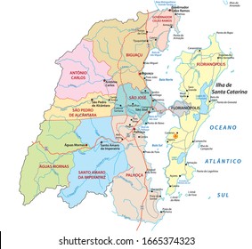 Administrative map Metropolitan area Florianopolis in the southern Brazilian state of Santa Catarina