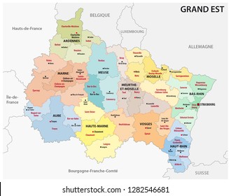 administrative map of the new french region grand est