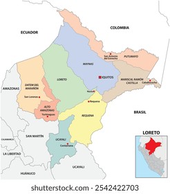 Verwaltungskarte der peruanischen Region Loreto