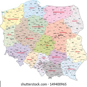 administrative map of Poland