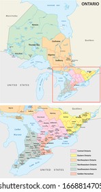 administrative map of the regions in Canada s province of Ontario