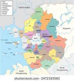 Administrative map of the South Korean province of Gyeonggi and the capital Seoul