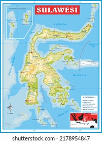 Administrative map of Sulawesi Indonesia