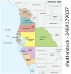 Administrative map of Tampa Bay Area, Florida, United States