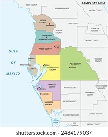 Administrative Karte von Tampa Bay Area, Florida, Vereinigte Staaten