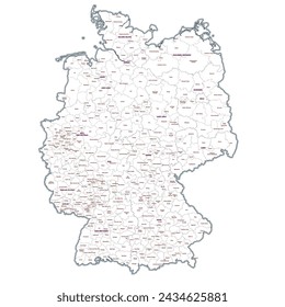 Administrative outline map of Germany showing regions, provinces