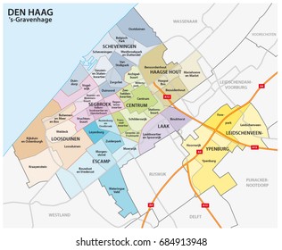 Administrative and political map of the Dutch city The Hague