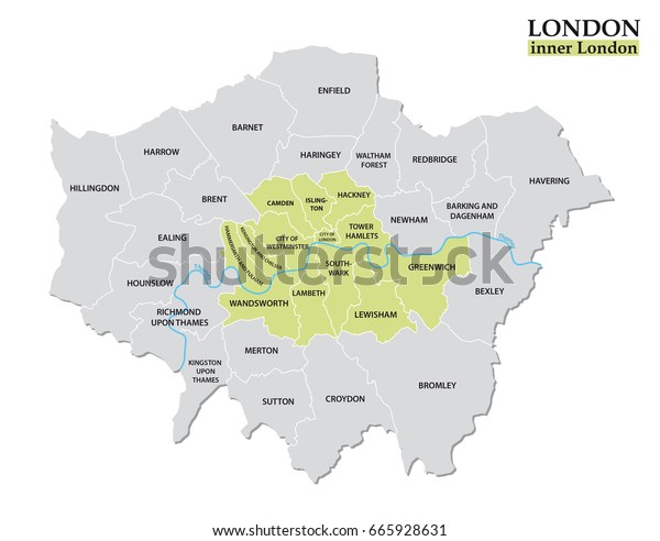 Administrative Political Map Inner London Statutory Stock Vector ...