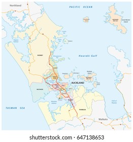 Administrative And Political Map Of The New Zealand City Auckland