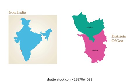 mapa administrativo y político del Estado Goa en la India.