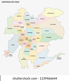 administrative and political vector map of agglomeration santiago Chile