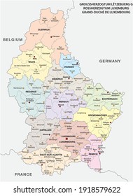 administrative and political vector map Grand Duchy of Luxembourg