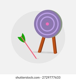 Publicaciones administrativas Ilustración de símbolo de flecha de destino, falta el destino. Fallo de Vector plano tiro doodle. Icono de estrategia equivocado. Intento fallido. Encuentre la solución del problema. Oportunidad perdida. Perder en la competencia.