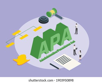 Administrative Procedures Act APA 3D isometric vector concept for banner, website, illustration, landing page, flyer, etc