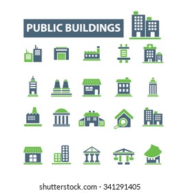 administrative, public buildings, houses  icons, signs vector concept set for infographics, mobile, website, application
