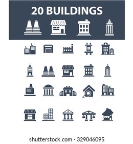 administrative, public buildings icons