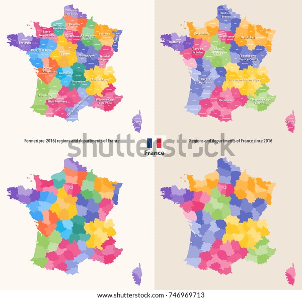 administrative regions and departments of France vector map